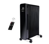 Oil Filled Radiator Free Standing - Electric Heater Energy Efficient - 11 Fin, 2500W, Black Portable Heater - Touch Screen Electric Radiator with Remote Control- by Nuovva