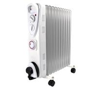 Oil Filled Radiator Heater with 24 Hour Timer - Electric 2.5KW Free Standing Portable Oil Radiator with Thermostat & Timer - 3 Heater Settings, Built in Safety Features