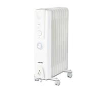Warmlite 9 Fin White Oil Filled Radiator with Adjustable Thermostat 2000W - Size: 54.5 x 38 x 24cm - Wilko