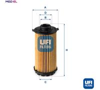 UFI Oil Filter Insert 133.5mm Height Fits Porsche 718 Boxster 718 Cayman