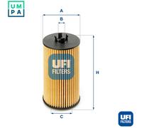 UFI Oil Filter Insert 106mm Height 57mm Diameter Fits Opel Vauxhall 25.199.00