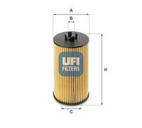 UFI Oil Filter Insert 106mm Height 57mm Diameter Fits Opel Vauxhall 25.199.00