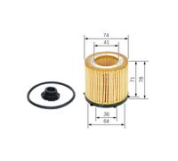 F026 407 178 Oil Filter Insert 73mm Outer 36mm Inner 78mm Height Service Bosch