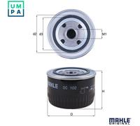 MAHLE OC102 OIL FILTER