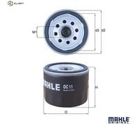 Mahle Original Oil Filter OC11 – 75mm diameter, 63.8mm height – Fits Renault, Fiat, Maserati