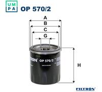 Filtron Oil Filter OP 570/2 for Cadillac, Chevrolet, MG, Opel, Vauxhall