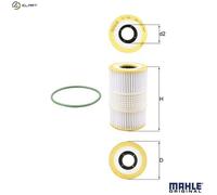 Mahle Original Oil Filter Element OX1185D with Gasket