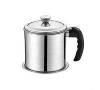 Oil Filter Pot Container Made of Stainless Steel with Fine Mesh Strainer, Dustproof Lid, and Anti Spill Tray for Kitchen Oil Filtration and Storage (Electric wood 1.4L)