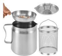 Oil Filter Pot with Basket,1.5L/2LStainless Steel Bacon Grease Container with Lid and Fine Mesh Strainer,Reusable Oil Strainer Pot Fat Storage Can for Kitchen Frying and Cooking