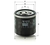 Oil filter Spin-on Filter W 67/2 MANN-FILTER for SUZUKI CHEVROLET DAIHATSU OPEL