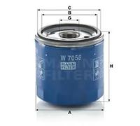Oil filter Spin-on Filter W 7056 MANN-FILTER for OPEL CADILLAC CHEVROLET