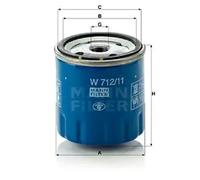 Oil filter Spin-on Filter W 712/11 MANN-FILTER for PEUGEOT TALBOT CITROËN