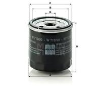 Oil filter Spin-on Filter W 712/20 MANN-FILTER for AUDI 200 C2 Saloon QUATTRO