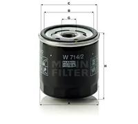 Oil filter Spin-on Filter W 714/2 MANN-FILTER for ALFA ROMEO FIAT LANCIA SEAT