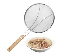 Oil Filter Spoon - Fine Mesh Stainless Steel Wood Handle Food Strainer Fat Skimmer - Multifunctional Hangable Skimmer Spoon Kitchen Cooking Mesh for Grease, Gravy, Foam