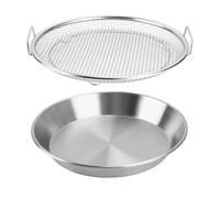 Oil Filter Tray, Stainless Steel Mesh Drain Basket Colanders Air Fryer Accessories for Fried Food Draining Rack Barbecue Grill Tray Net Draining Pan Strainer for Vegetable Dessert (9.5 Inch)