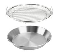 Oil Filter Tray, Stainless Steel Mesh Drain Basket Colanders Air Fryer Accessories for Fried Food Draining Rack Barbecue Grill Tray Net Draining Pan Strainer for Vegetable Dessert (10.2 Inch)
