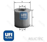 UFI Oil Filter Insert 104mm Height 83mm Diameter Fits Land Rover Volvo 25.177.00