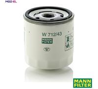 x1 Mann Oil Filter w712/43 with one anti-return valve Replaces W712/43(10)