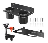 Oil Funnel Holder Kit | Wall Mount Garage Supplies with Double Removable Drip Cups | Funnel Holder Storage Rack | for Car Trailer Race Train Motor Engine Additive Filter Valve Spill Drain