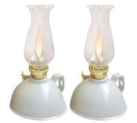 Oil lamp， 2PCS Oil Lamps for Indoor Use Vintage Glass Kerosene Lamp w/Handle Iron Sheet Oil Can Kerosene Lantern Home Decor Outdoor Camping Emergency Ligting(Wit)