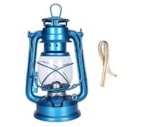 Oil lamp, 9.8 Inch Oil Lamp for Indoors Rustic Glass Metal Kerosene Lamp with 2 Wicks Large Hanging Hurricane Lamp Tabletop Decor Home(Blu)