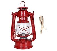Oil lamp, 9.8 Inch Oil Lamp for Indoors Rustic Glass Metal Kerosene Lamp with 2 Wicks Large Hanging Hurricane Lamp Tabletop Decor Home(Red)