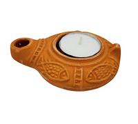 Oil Lamp Pottery from Jerusalem - Jesus time lamp Replica by Bethlehem Gifts TM