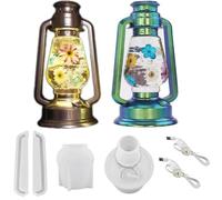 Oil Lamp Resin Molds Set, 6Pcs Epoxy Light Molds for Resin Casting with 2pcs LED Lights for DIY Retro Lantern Indoor Oil Lamps for Table Home Decoration (Tall one)