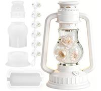 Oil Lamp Resin Moulds Set, Camping Lantern Silicone Mould for Resin Casting with 6 Pcs USB Light, Vintage Kerosene Lamp Mould, DIY Craft Moulds for Table Fireplace Garden Home Décor