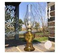 Oil lamp, Vintage Glass Kerosene Oil Lamp for Indoor Use Antique Chamber Hurricane Lamp w/2 Roll Wicks Outdoor Camping(Unique Colour)