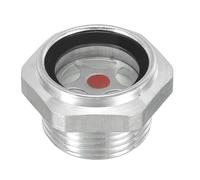 Oil Level Gauge for Air Compressor 3/4 Inch Npt Aluminum Alloy with Pc Polycarbonate Sight Glass Silver Oil Level Mirror for Industrial Machinery Agriculture and Textile Equipment