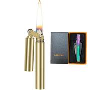 Oil lighter, vintage trench lighter, kerosene lighter with gift box, nunchaku kerosene lighter, creative pure copper brass lighter, suitable for men's dad husband's collection decoration(B)