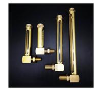 Oil Liquid Level Indicator, One Piece 1/4" - 1/2" BSP Male Thread L-Shape Brass Sight Glass Gauge Two Window(Two Window 3/8",100mm)(Two Window 1/2",80mm)