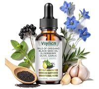 Oil of Oregano Drops - Black Seed Oil Elderberry Vitamin D D3 K2 Olive Garlic - Immune Support Supplement Wellness Formula - Zinc Supplements Liquid - 60ml, 2 Fl Oz Vegan