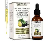 Oil of Oregano Drops - w/Black Seed Oil Elderberry Vitamin D D3 K2 Olive Garlic - Immune Support & Wellness - Formula Zinc Supplements Liquid 60ml - Vegan, Non-GMO