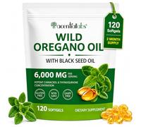 Oil of Oregano with Black Seed Oil Softgels - 6000mg + 200mg 2-in-1 Cold-Pressed Formula - 165mg Naturally Occurring Carvacrol & Thymoquinone - High Strength Non-GMO Gluten Free - 120 Softgels