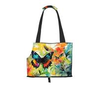 Oil on canvas butterfly Printed pet shoulder bag for going out - small dog and cat dual-purpose shoulder bag