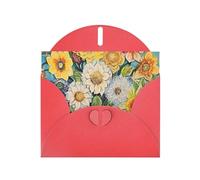 Oil on Canvas Flowers Print Shimmer Blank Greeting Cards with Envelopes, Elegant DIY Invitations,Thank You Notes