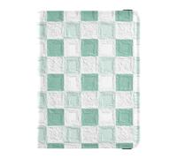 Oil on Canvas Green and White Checkered Pattern Leather Passport Holder Covers Case Passport Cover Cute Passport Book Waterproof, Oil on canvas green and white checkered pattern, One Size
