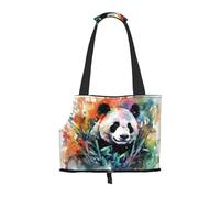 Oil on canvas panda Printed pet shoulder bag for going out - small dog and cat dual-purpose shoulder bag