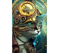 Oil on canvas Vintage poster Cat Animal Steampunk for Home Decor 60x90cm