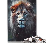 Oil Paint Lion Portrait Puzzles 500 Pieces for Teenagers Gifts Puzzle for Adults And Teenager Educational Game Challenge Toy 500pcs (52x38cm)