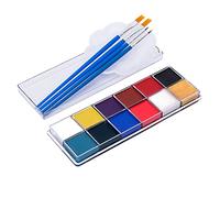 Oil Paint Makeup Palette 12 Vibrant 4 Brushes for Face Body Art | Sensitive Skin, Creamy Texture, Odorless, Size, Cosplay, Halloween, Quick Drying, Non-Cracking