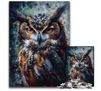 Oil Paint Owl Portrait1000 Piece Jigsaw Puzzles for Adults Wooden Puzzles Birthday Gift Idea Challenging Brain Teaser Game 1000 PCS(75x50cm)