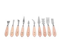 Oil Paint Scraper Set, Stainless Steel Toning Knife, 10PCS Beech Wood Handle Painting Tools with Special - Shaped Blades for Oil Acrylic Painting on Canvas Wood Wall