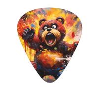 oil-painted bear Guitar picks in thin, medium, and thick sizes, 12-piece set, suitable for electric guitar and various instruments