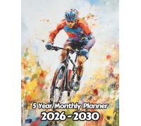 Oil Painted Cycling 5 Year Monthly Planner 2024-2028: Large 60 Month Calendar | Gift For People Who Love Bikes, Sport Lovers | For Back To School, Office, Work | 8.5 x 11 Inches | 121 Pages | v11