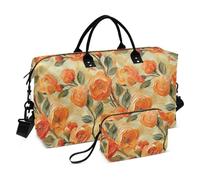 Oil Painting Acorn Tangerine Floral Orange Green Decorative Large Travel Duffel Luggage Workout Bag with Adjustable Strap for Business Trips Large Capacity Bolsa para viajar en Avion de Mujer
