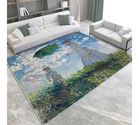 Oil Painting Area Rugs Green Grass Mother And Daughter Machine Washable Non-Slip Area Rug 140 X 200 Cm Easy Care Short Pile Carpet For Living Room Bedroom Dining Room Office & Nursery,140 X 200 Cm